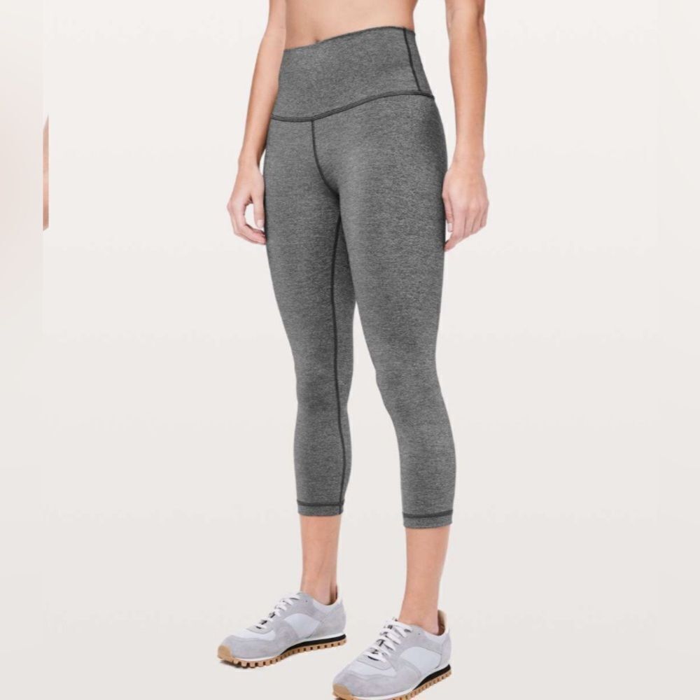 Lululemon wunder under high rise crop heathered black size 2